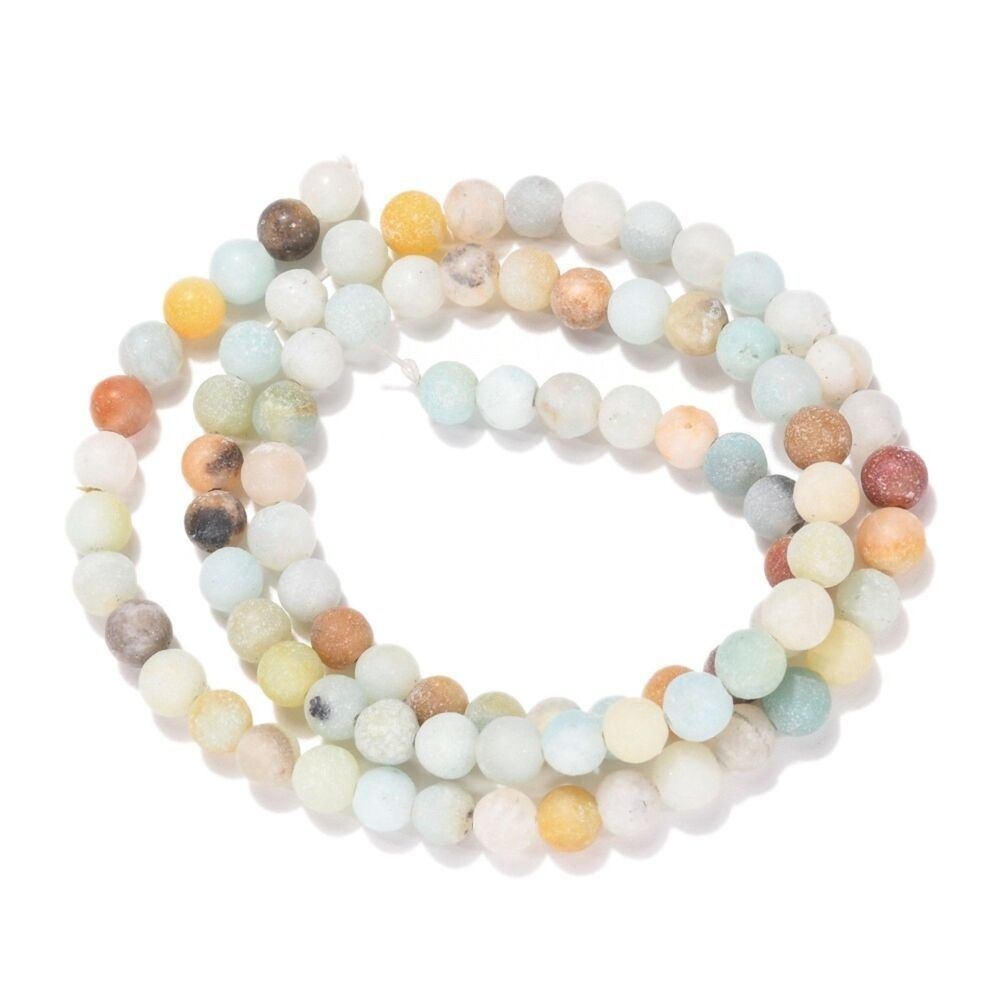 4MM Frosted Amazonite Beads-ONE Gemstone Bead Strand-Crafts Jewelry Making NWT
